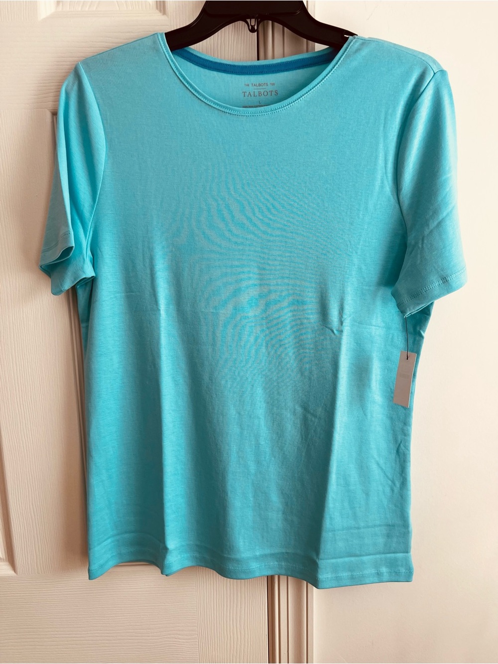 Talbots Women's Crew Neck Short Sleeve Tee in Aqua Pima cotton L